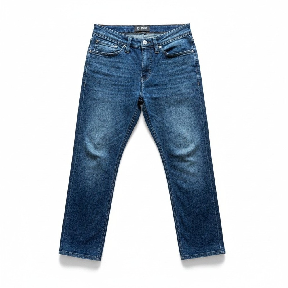 DU/ER Performance Denim Slim Straight Jeans Medium Wash Blue 30x26 Men Tailored